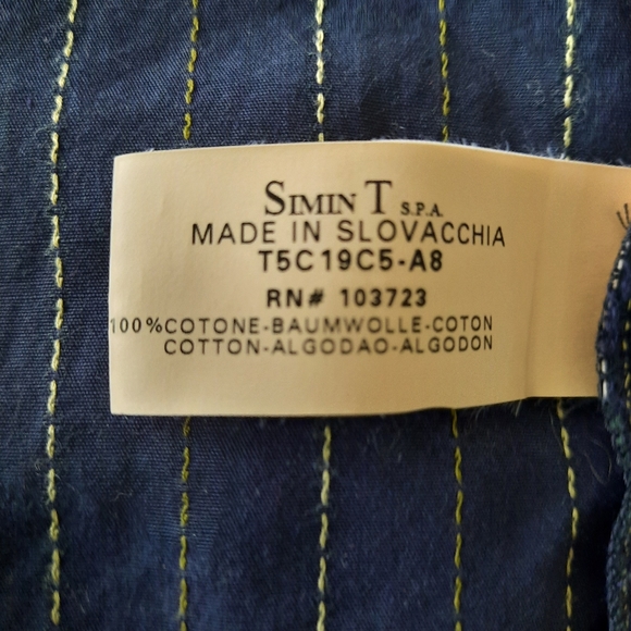 Armani Jeans Navy Striped Long Sleeve Shirt Size Large - Picture 3 of 8